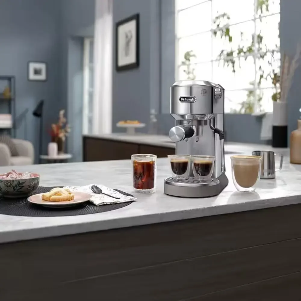 DeLonghi Dedica Duo Compact Espresso Machine Cold Brew, Frother, Stainless Steel